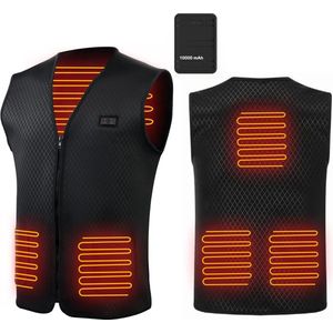 DiverseGoods Elektrisch verwarmd vest, 10000 mAh elektrisch verwarmd jack Warm vest voor dames en heren. Winter Outdoor Skiën, Wandelen, Jagen, Motorrijden, Kamperen (inclusief batterij)