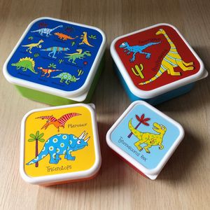 Dino's Dinosaurussen kleine snackboxjes snackdoosjes set 4 stuks - Tyrrell Katz