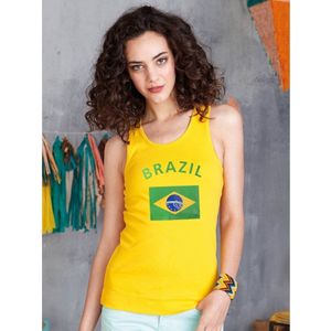 Gele dames tanktop vlag Brazil S