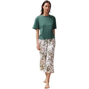 Trendyol Groene Bloemen Capri Gebreide Pyjamaset Thmss24Pt00216