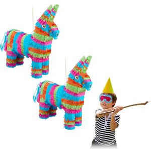 Relaxdays 2 x pinata ezel - feestartikel - verjaardag - piñata - zelf vullen - kinderen