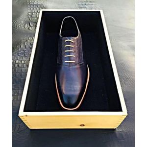 Volledig Lederen Herenschoem, Donker blauw, Maat 43