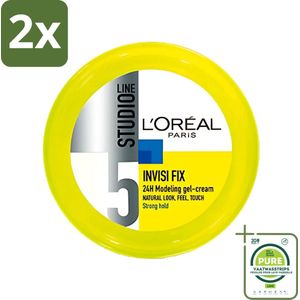 L'Oréal Paris - Gel - Studio Line - Invisi Fix - 24H Clean Modeling Gel Crème - 150 ml - Voordeelverpakking - 2 stuks - Haar gel - Styling gel