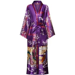 Nivard Badjas Dames - Kimono - Kamerjas - Ochtendjas - Pyama - Paars - XL