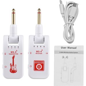 2.4G Draadloos Gitaarsysteem Oplaadbaar – Transmitter & Receiver Set – Real-time Signaaloverdracht – Wit