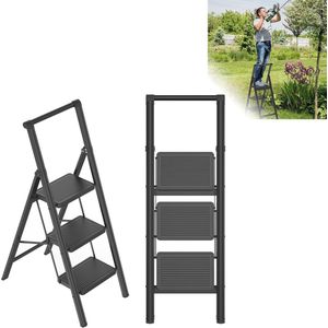 Inklapbare Trapladder - 3 Treden - Antislip, Hoogte Beveiliging en Stevige Leuning