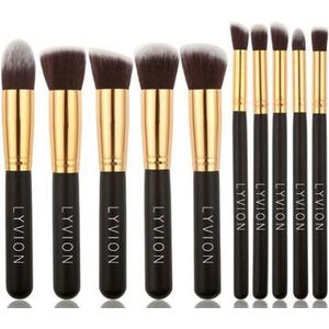 Make-up kwasten Geschenkset 10-delig Synthetisch haar - Zwart en Goud