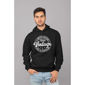 1994 Jaar Zwart Hoodie Heren - Maat M - Aged Vintage - Verjaardag Cadeau Mannen - Limited Edition