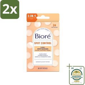Bioré – Spot Control 3-in-1 Patches – Puistjespatches – 24 patches - Voordeelverpakking - 2 stuks - Puistjes behandelen - Hydrocolloïde pleisters