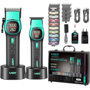 Draadloze Haarknip en Trimmer Set met Keramische Messen en LED Display