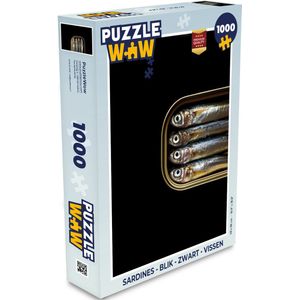 Puzzel Sardines - Blik - Zwart - Vissen - Legpuzzel - Puzzel 1000 stukjes volwassenen