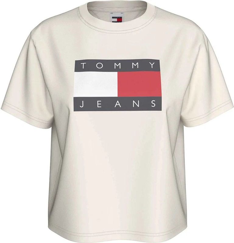 Tommy Jeans Bxy Flag Ext T-shirt Met Korte Mouwen Wit S Vrouw