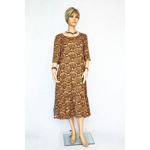 Lichtbruin maxi jurk met splitten XL/42