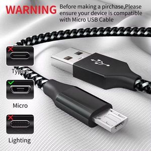 Snel Opladen Data Sync Duurzame Usb Micro Snel Opladen Kabels 3a Usb Naar Micro Usb Kabel 3ft 6ft Voor Android Camera. Zwart Nylon Gevlochten Oplaadkabel - USB A naar Micro USB Datakabel . 1 M * AYASOUK *