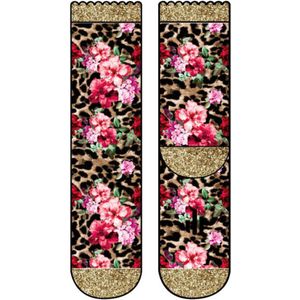Sock My Leopard Flowers - damessokken - 36-38- naadloos- fleurige sokken -