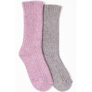 Damart - Set van 2 paar ribgebreide Thermolactyl sokken - Dames - Roze - 39/41