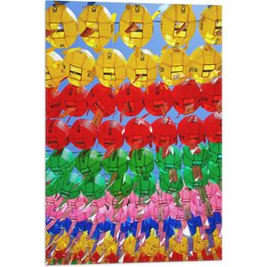 Vlag - Lucht Vol met Gekleurde Chinese Lampionnen - 50x75 cm Foto op Polyester Vlag
