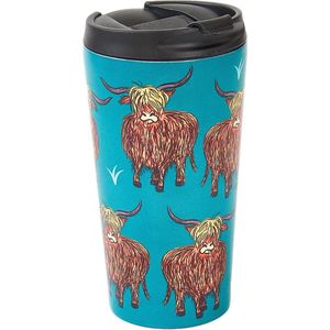 Eco Chic - The Travel Mug (thermosbeker) - N05 - Teal - Highland Cow