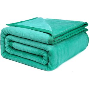 Kankaeu Knuffeldeken, wollig, 230 x 270 cm, 380 g/m², superzachte en fijne fleecedeken, wollige deken, woondeken, knuffeldeken als bankdeken, flanellen deken, bankdeken, turquoise