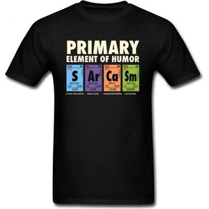 Mannen Vrouwen T-shirt - Primary element of humor Sarcasm - Scheikunde - Maat XXL - 2XL - Funny Science Cotton Tops Grappig T Shirt - Zwart t-shirt