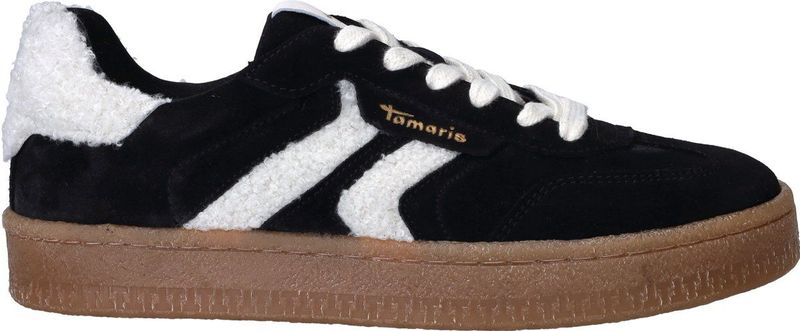 Tamaris - Vetersneakers - Zwart - Suède en Textiel
