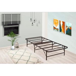 Furni24 - Opklapbaar platformbedframe - logeerbed - makkelijke montage - opbergruimte onder bed - stevig metaal - metalen bedframe - 90x200cm - zwart