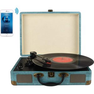 Draagbare Bluetooth Platenspeler met Ingebouwde Luidsprekers en Meerdere Aansluitingen