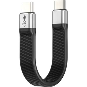 NÖRDIC USB4-014 USB-C naar USB-C kabel - USB4 - 40Gbps - PD 100W - Thunderbolt 3 - 14cm - Zwart