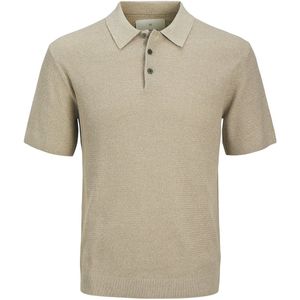 Jack & Jones - Heren Polo SS Cooper Knit Polo - Beige - Maat L