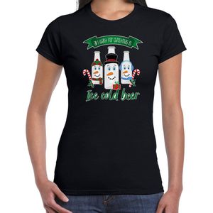 Bellatio Decorations fout kersttrui t-shirt dames - IJskoud bier - zwart - Christmas beer XXL