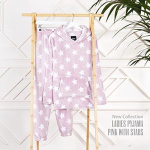 Damespyjama met Fleece Capuchon en Kangoeroezak - Pluizige Loungewear Set voor Dames en Tieners - XL