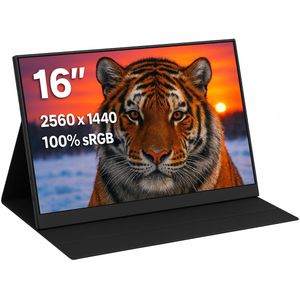 Portable Monitor Flex 16"" - 2K Resolutie - 100% sRGB - Ingebouwde Speakers - Draagbare Monitor voor Laptop - USB-C & HDMI - IPS Display - Plug & Play