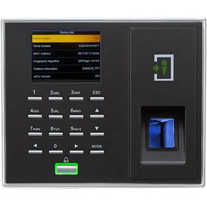 Vingerafdrukscanner – Biometrische Scanner – Toegangscontrole Systeem – Fingerprint Scanner – Toegangslezer – Capaciteit 3.000 Gebruikers – TFT LCD Kleurenscherm - Vingerafdruk - IC