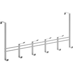 Metaltex - Kapstok voor stompe deur van 4 cm - zilvergrijs - 44,5x20,5 cm - 10 haken