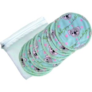 Cheeky Wipes | 10 stuks Wasbare makeup pads met wasnet - Koala bear Mint