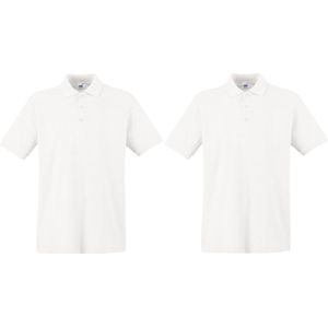 2-Pack maat S wit polo shirt premium van katoen voor heren - Polo t-shirts voor heren