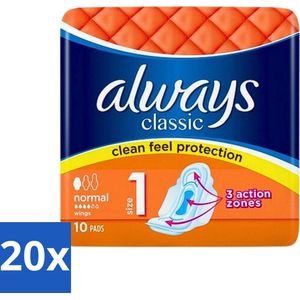Always Classic - Maandverband - Normaal met Vleugels - 10 Maandverbandjes - Bulkverpakking - 20 stuks