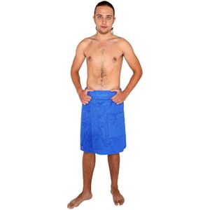 Saunakilt heren - 100% organisch katoen - S-M - koningsblauw