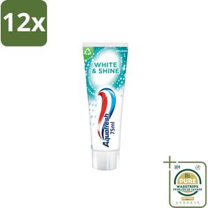 Aquafresh White & Shine - Whitening Tandpasta - 75 ml - Voordeelverpakking - 12 stuks - Glans - Vlekken