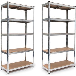2x stellingkast - opbergrek - magazijnrek - 5 planken - 875 kg max. - metaal