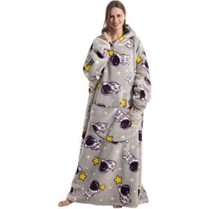 Nivard Hoodie Deken Met Mouwen - Onesie - Fleece Blanket - Dames - Heren - Kinderen - Plaid - Knuffeldeken - Extra Zacht & Warm - Astronaut