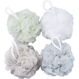 4-pack exfoliërende badbloemensponzen, prachtig gekleurde badbloemen, uniseks exfoliërende lichaamssponzen, diepe reiniging, zachte verzachting