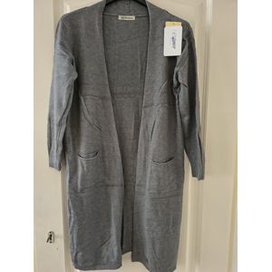 Halflang warm dames vest Amya-effen grijs-maat M/L