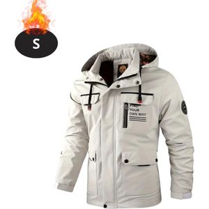 Livano Windjas Voor Heren - Windjack - Waterdicht - Jas Met Capuchon - Outdoorjas - Volwassen - Wit - Maat S