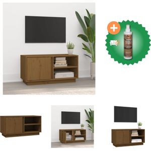 vidaXL Tv-meubel 80x35x40-5 cm massief grenenhout honingbruin - Kast - Inclusief Houtreiniger en verfrisser