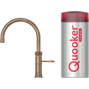 Quooker Classic Fusion Round messing patina met COMBI boiler 3-in-1 kokend water kraan