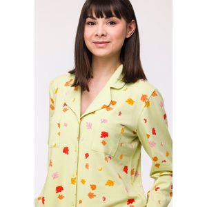 Woody Meisjes-Dames Pyjama herfst print lichtgr - maat 152/12J