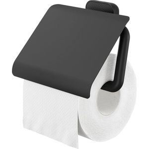 Tiger Carv - Wc rolhouder met klep - Toiletrolhouder - Zonder boren met TigerFix (apart verkrijgbaar) - Zwart