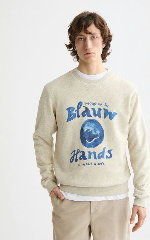 Scotch & Soda - Denim Washed Artwork - Sweatshirt - Blauw - Katoen