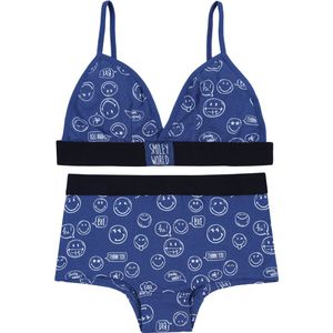 Marineblauwe set: bh + SMILEY slip